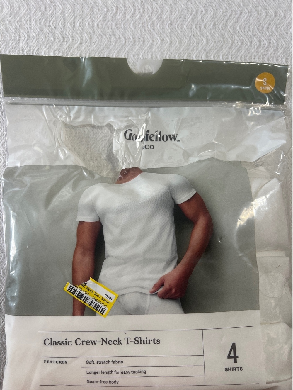 Goodfellow & Co Classic Crew-Neck White T-Shirts 3-Pack Size Small